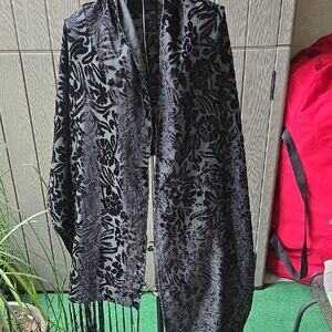 Elegant Black Floral Women's Coat